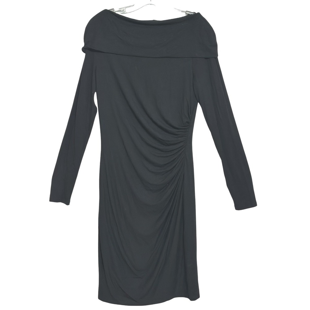 Lauren Ralph Lauren Sheath Dress Women Black Ruched Portrait Collar LBD Chic 10